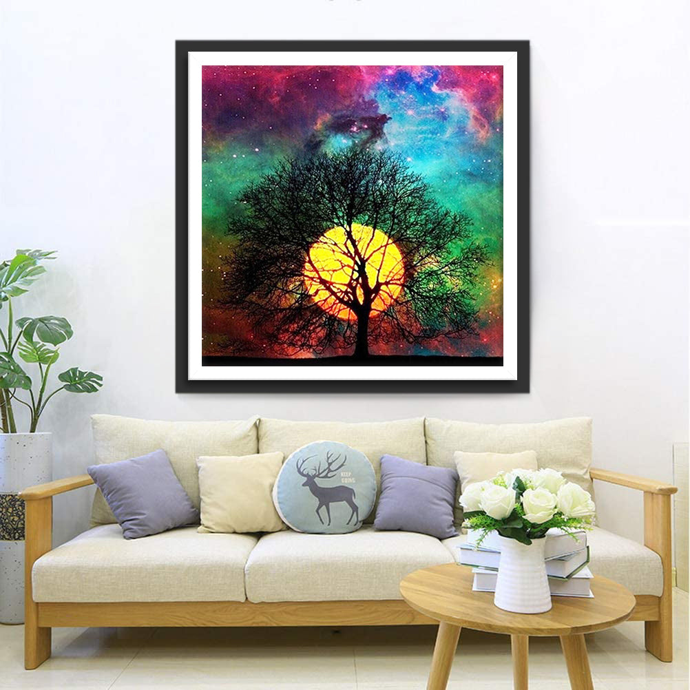 Multicolored Sky and Tree Diamond Painting