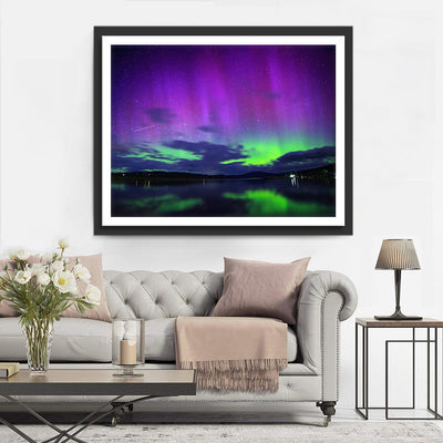 Purple Starry Sky and Green Diamond Painting