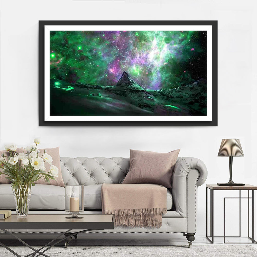 Snowy Mountain and Starry Sky Diamond Painting