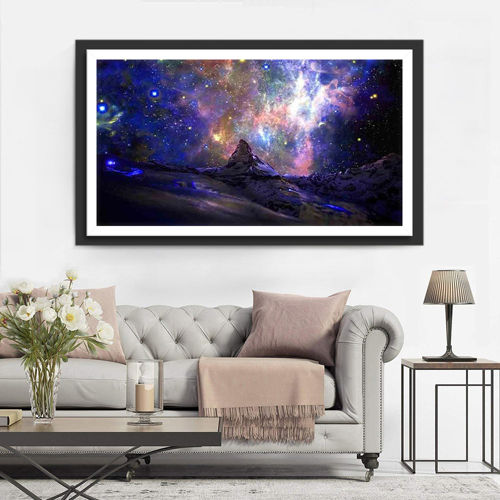 Purple Starry Sky and Mountain Diamond Painting