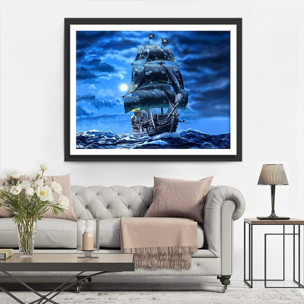 Starry Sky and Sailboat Diamond Painting