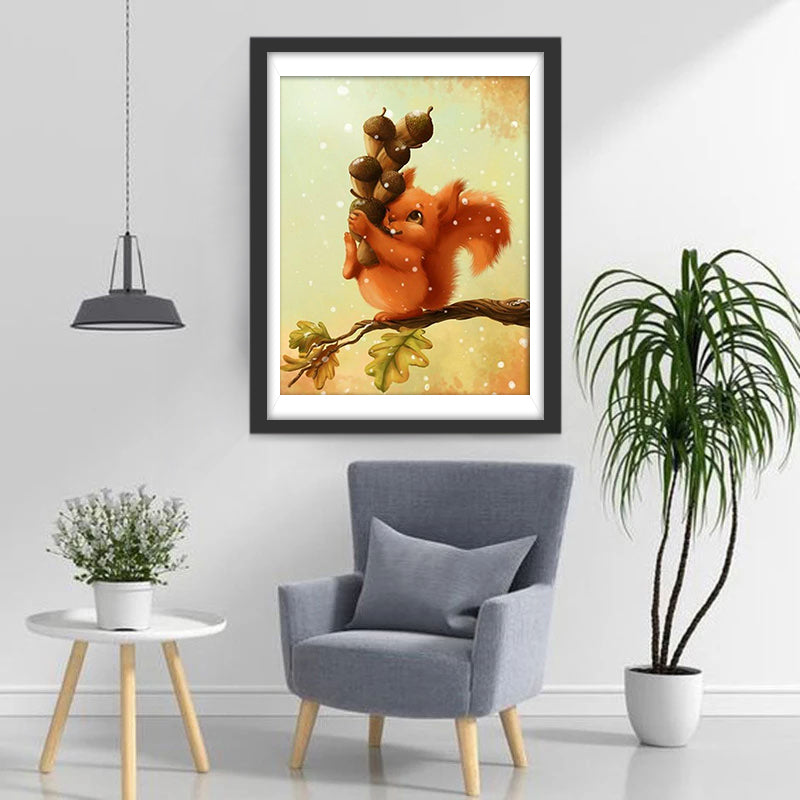 Squirrel and Hazelnuts Diamond Painting