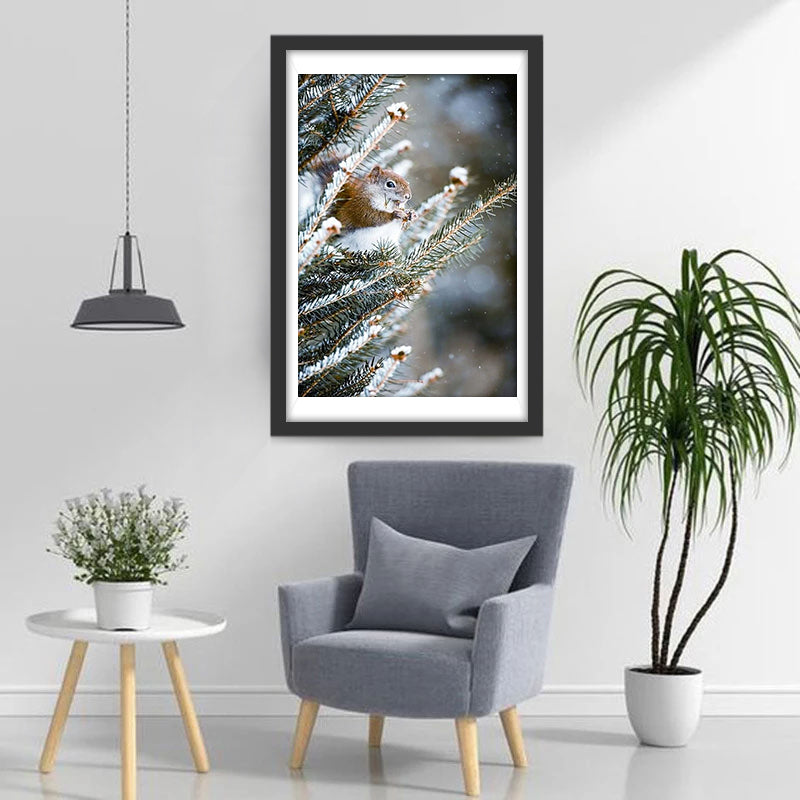 Squirrel in the Pines Diamond Painting