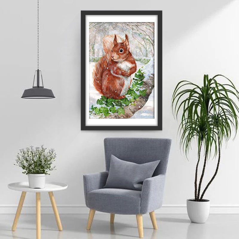 Squirrel in the Snow Diamond Painting