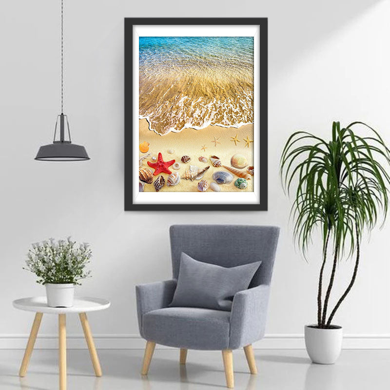 Starfish and Shells on the Beach Diamond Painting
