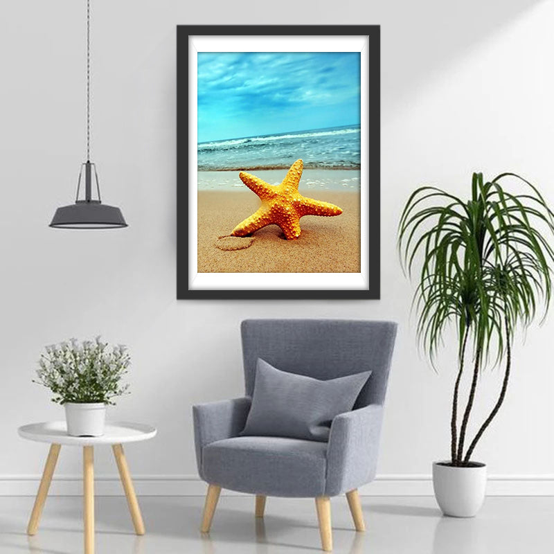 Orange Starfish on the Beach Diamond Painting