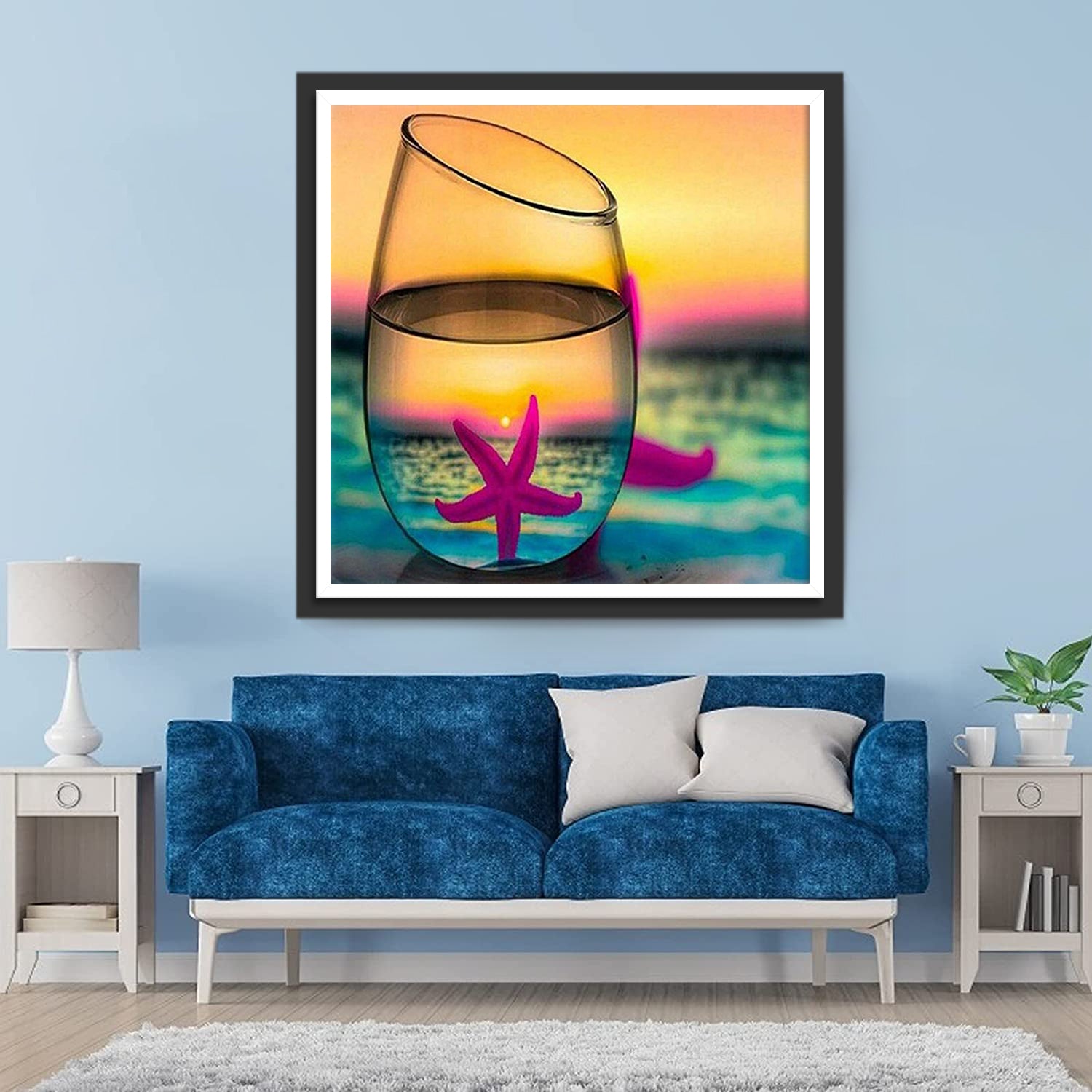 Purple Starfish in Glass Diamond Painting