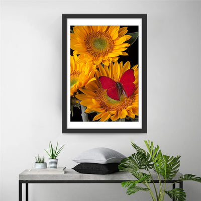 Sunflowers and Red Butterfly 5D DIY Diamond Painting Kits