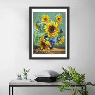 Sunflowers in a Vase with Butterflies 5D DIY Diamond Painting Kits