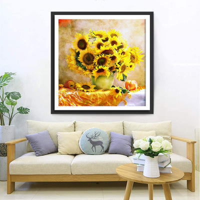 Sunflowers in Green Vase and Apples 5D DIY Diamond Painting Kits
