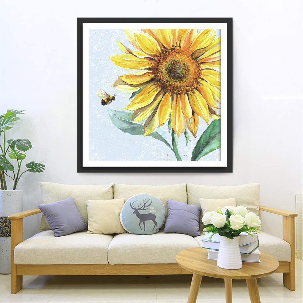 Sunflower and Bee Diamond Painting