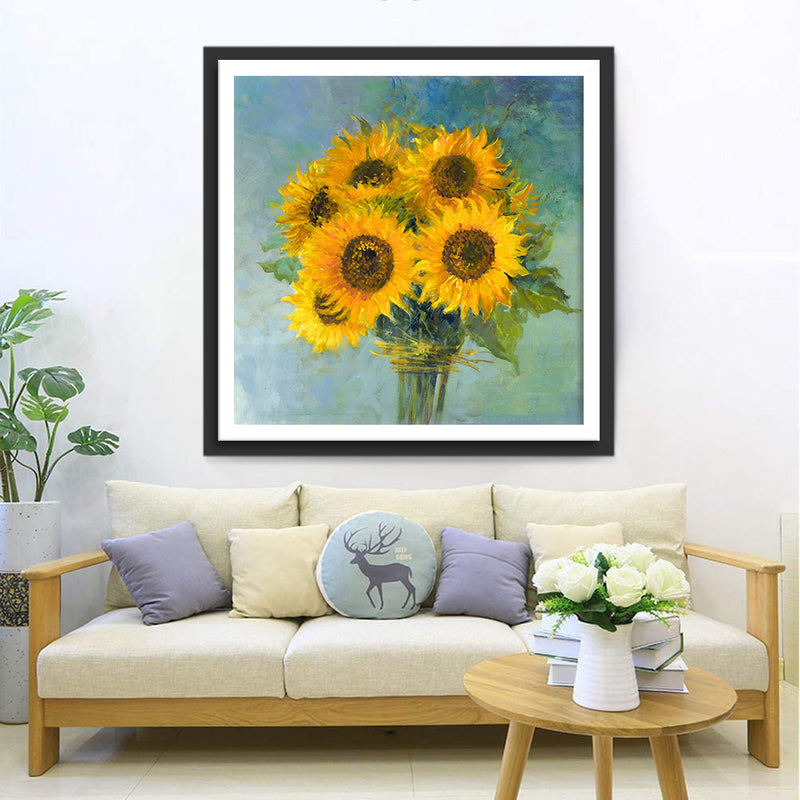 A Bouquet of Drawn Sunflowers Diamond Painting