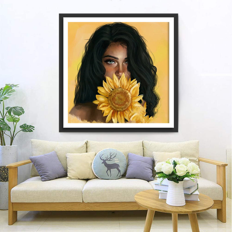 Beautiful Woman and Sunflower 5D DIY Diamond Painting Kits