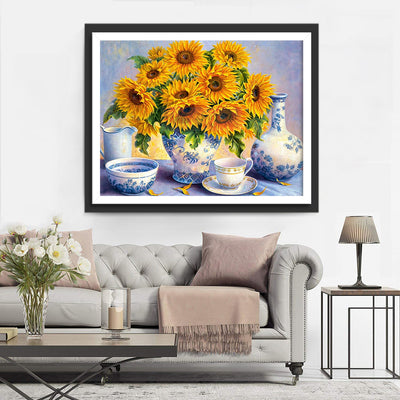 Sunflowers and Blue and White Porcelain 5D DIY Diamond Painting Kits