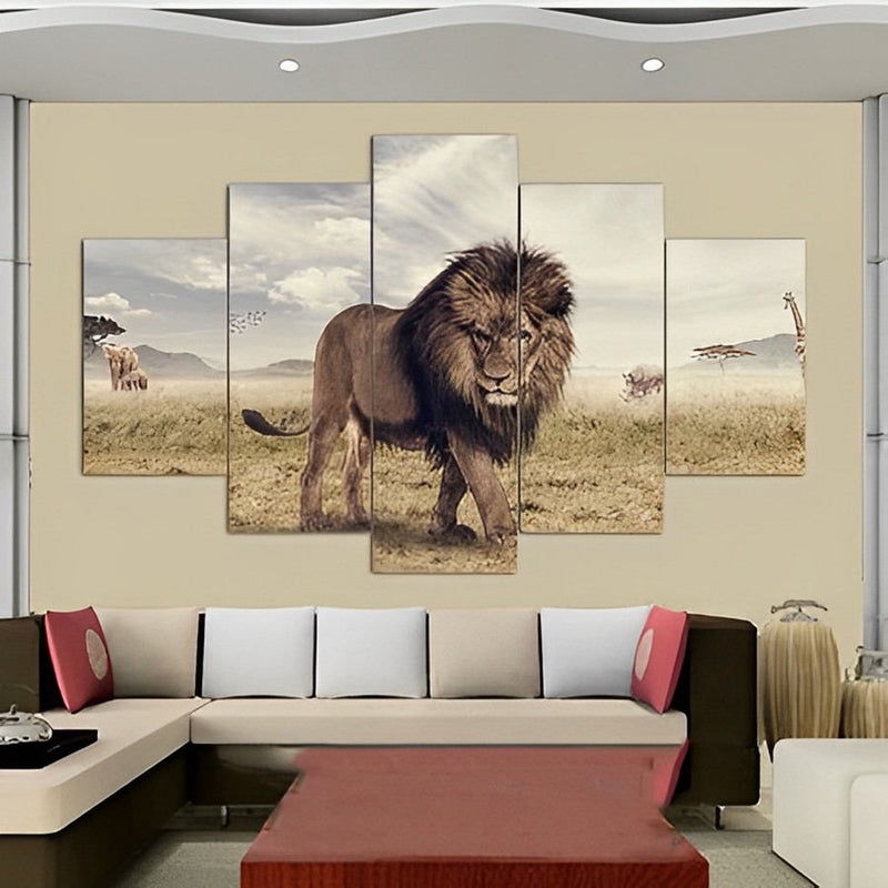 Male Lion in the Steppe 5 Pack 5D DIY Diamond Painting Kits