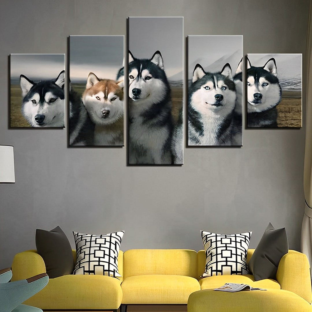 Five Huskies 5 Pack Diamond Painting