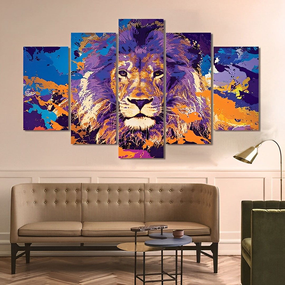 Purple & Orange Lion 5 Pack Diamond Painting