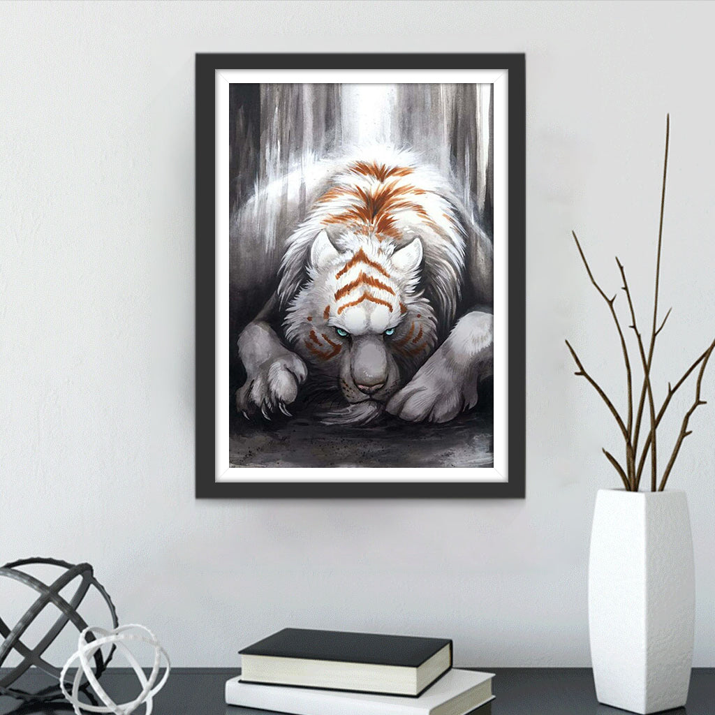 Black Tiger with Red Patterns Diamond Painting