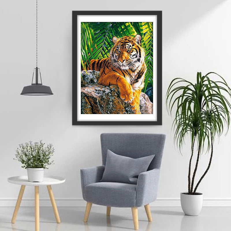 Tiger Lying on a Stone Diamond Painting