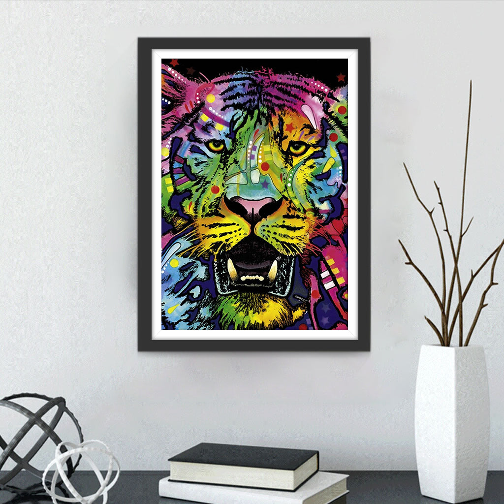 Multicolored Roaring Tiger Diamond Painting