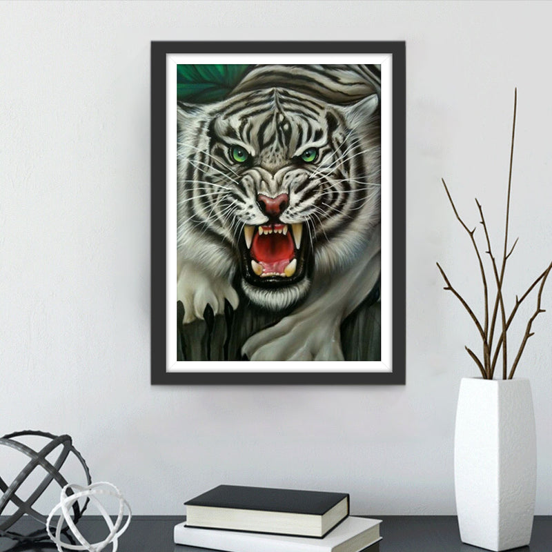 Roaring White Tiger Diamond Painting