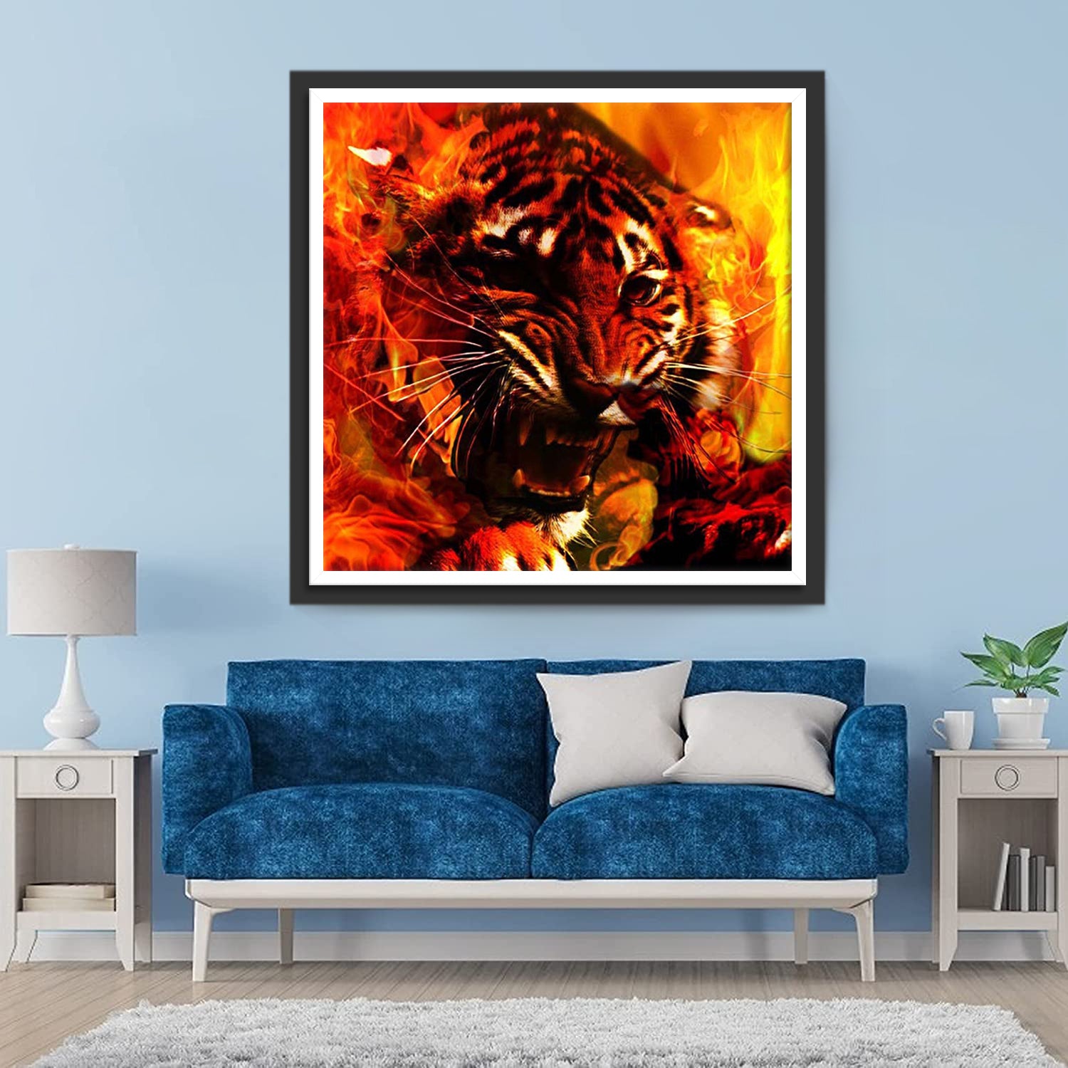 Ferocious Tiger in the Flames Diamond Painting