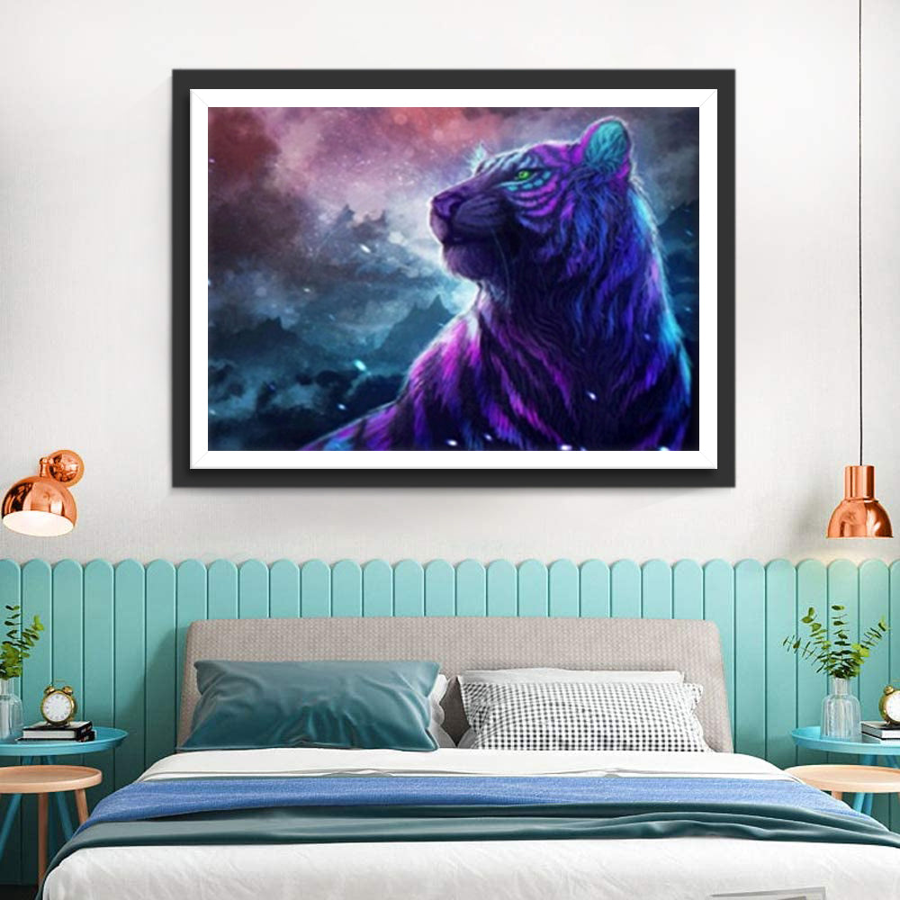 Purple & Blue Tiger Diamond Painting