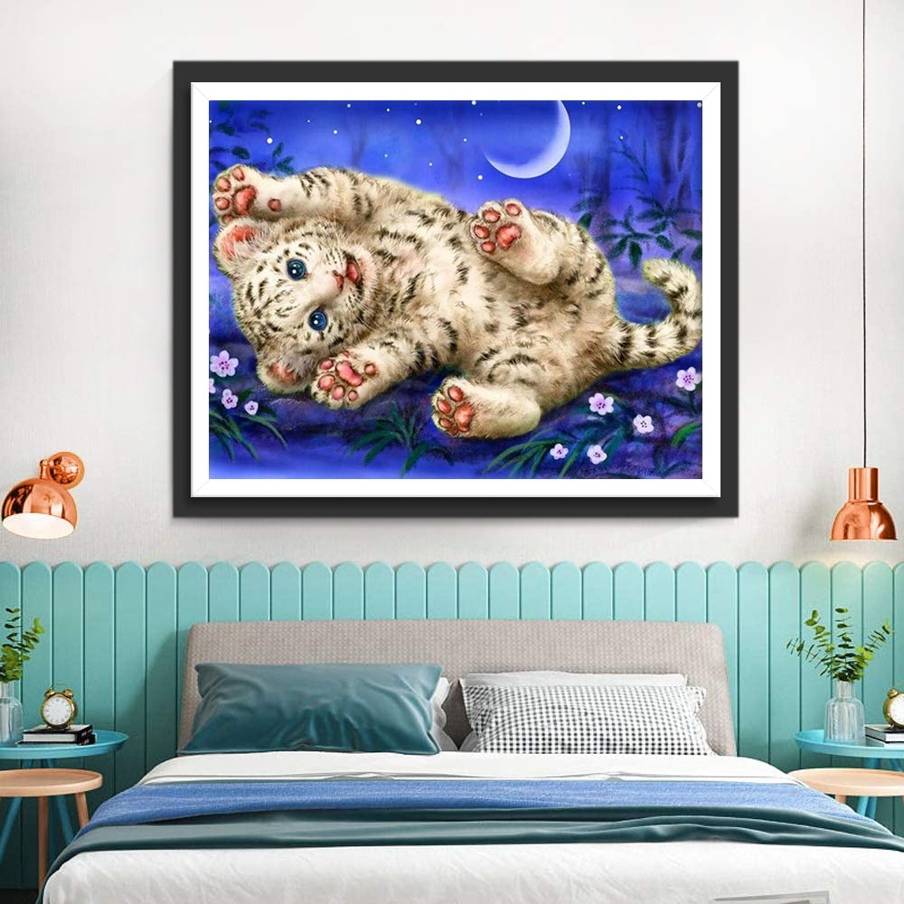 Little White Tiger Playing Diamond Painting