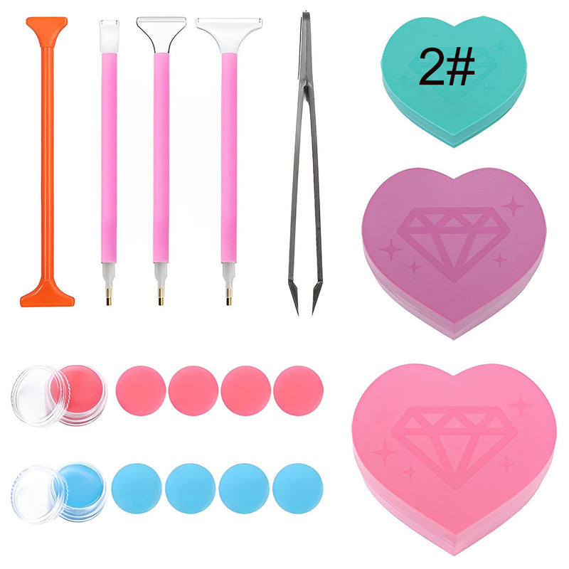 Heart Shaped Diamond Painting Tray Storage Tweezers Drill Pen Wax Kits