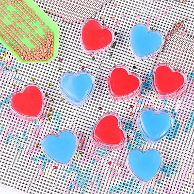 6 Pieces (Heart Shape) Glue Clay with Storage Box Point Drill Beads Pen Mud