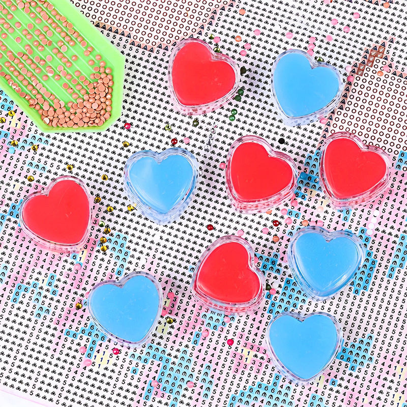 6 Pieces (Heart Shape) Glue Clay with Storage Box Point Drill Beads Pen Mud