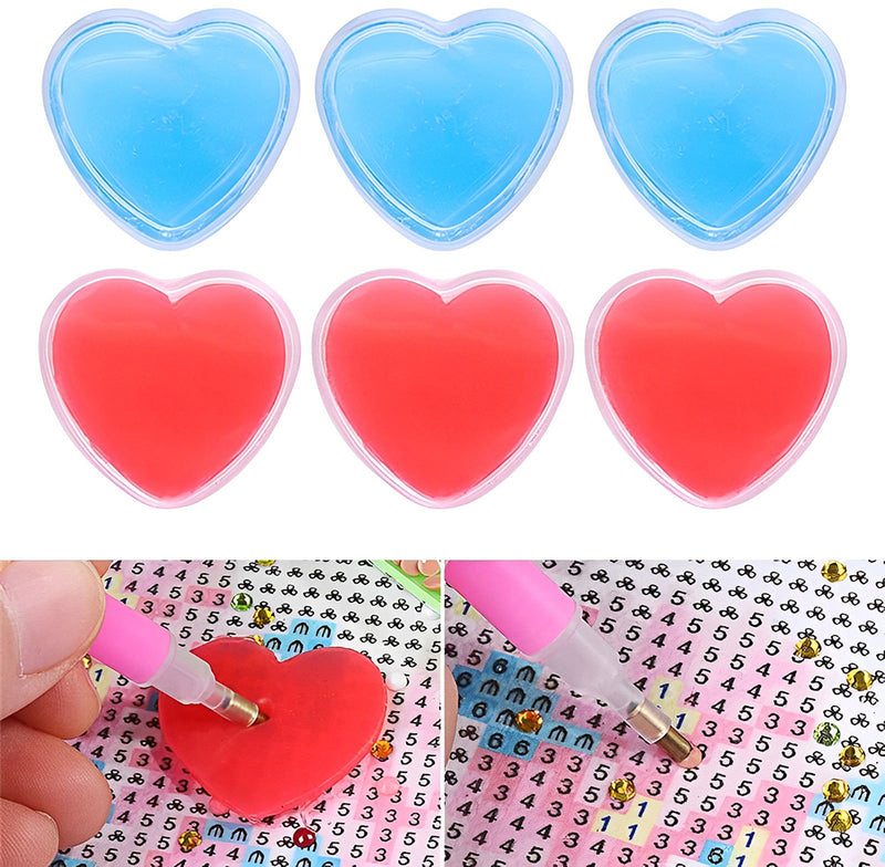 6 Pieces (Heart Shape) Glue Clay with Storage Box Point Drill Beads Pen Mud