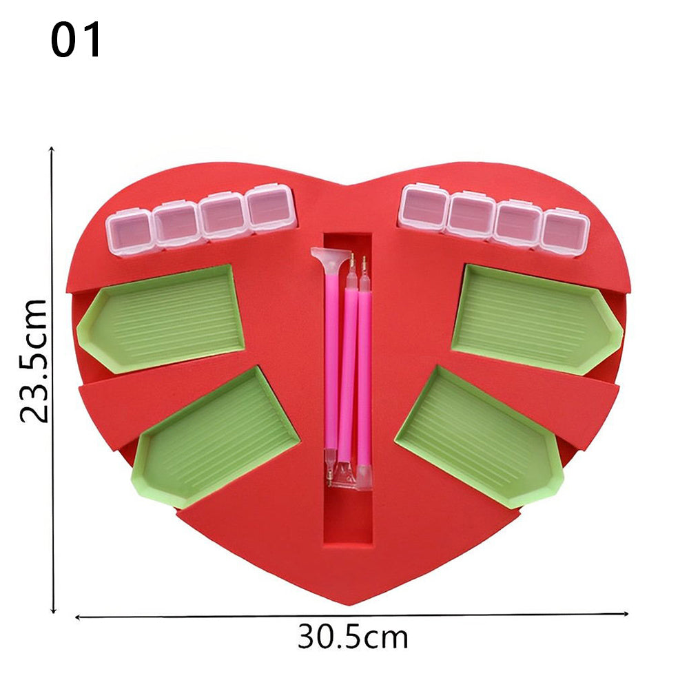 Heart Diamond Painting Tray Holder Bead Storage Box Point Drill Kit