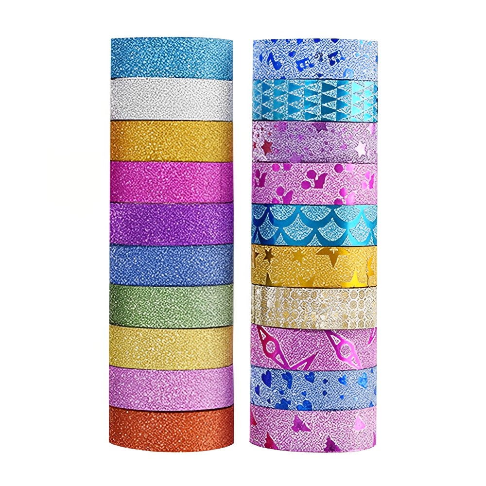 10pcs 3m*1.5cm Washi Tape Glitter Luminous Stickers