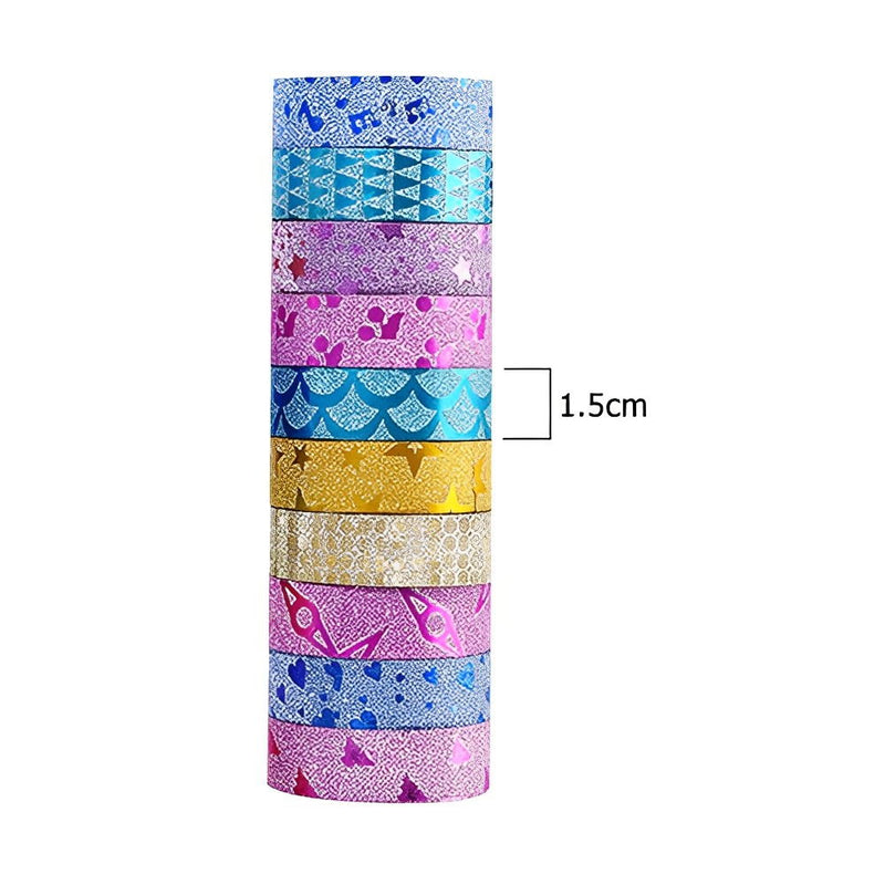10pcs 3m*1.5cm Washi Tape Glitter Luminous Stickers