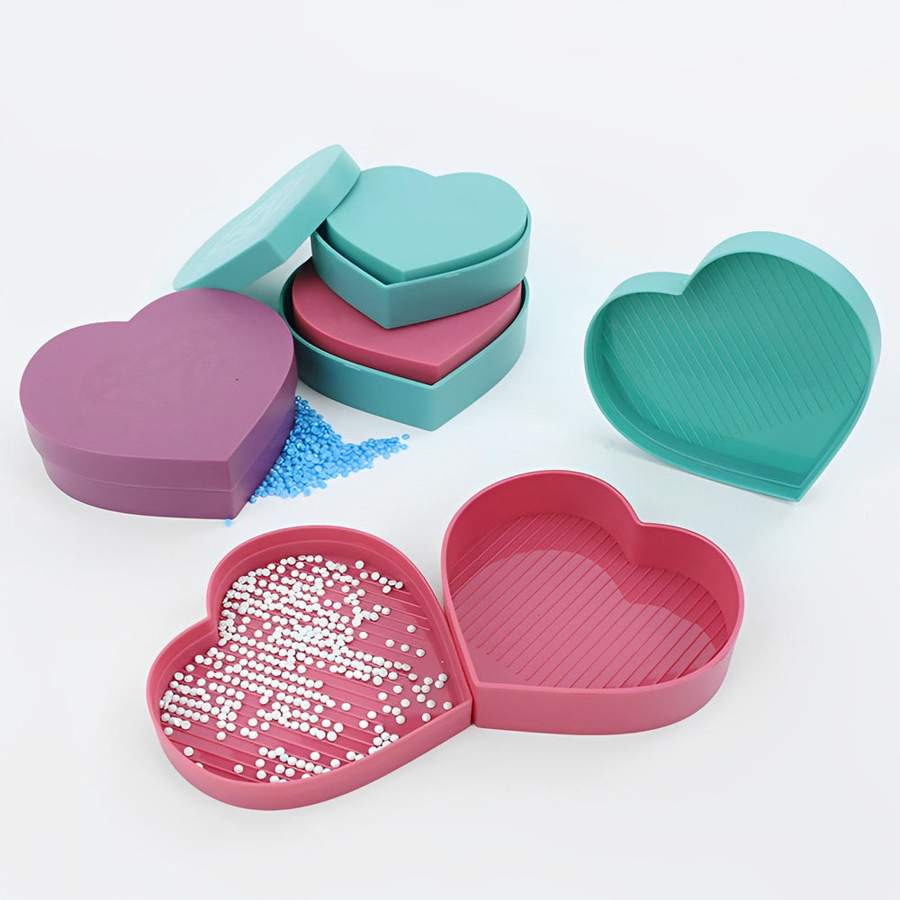 3pcs Heart Shape Diamond Painting Tool Tray Bead Storage Kit
