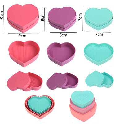 3pcs Heart Shape Diamond Painting Tool Tray Bead Storage Kit