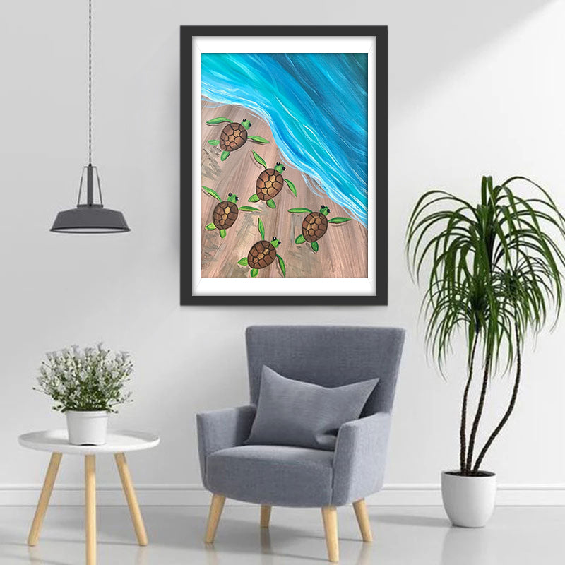 Cartoon Turtles on the Beach Diamond Painting