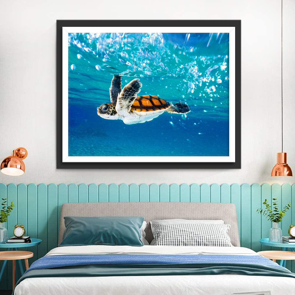 Orange Turtle in the Sea Diamond Painting
