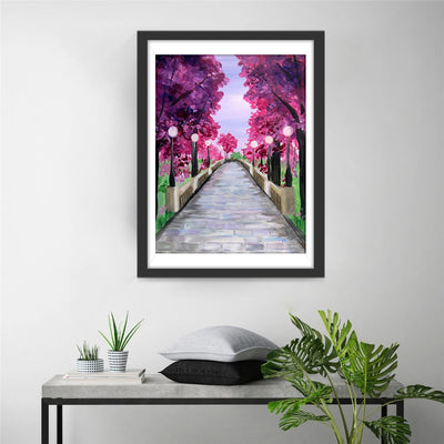 Pink Trees and Little Path Diamond Painting