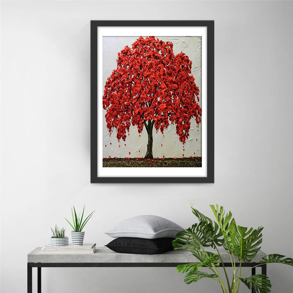 Red Leaves Tree Diamond Painting