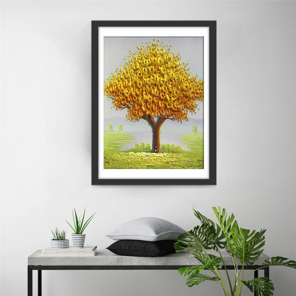 Tree of Golden Leaves Drawn Diamond Painting