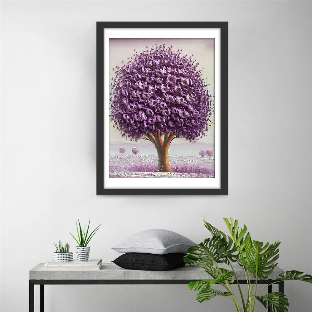 Tree of Purple Leaves Drawn Diamond Painting