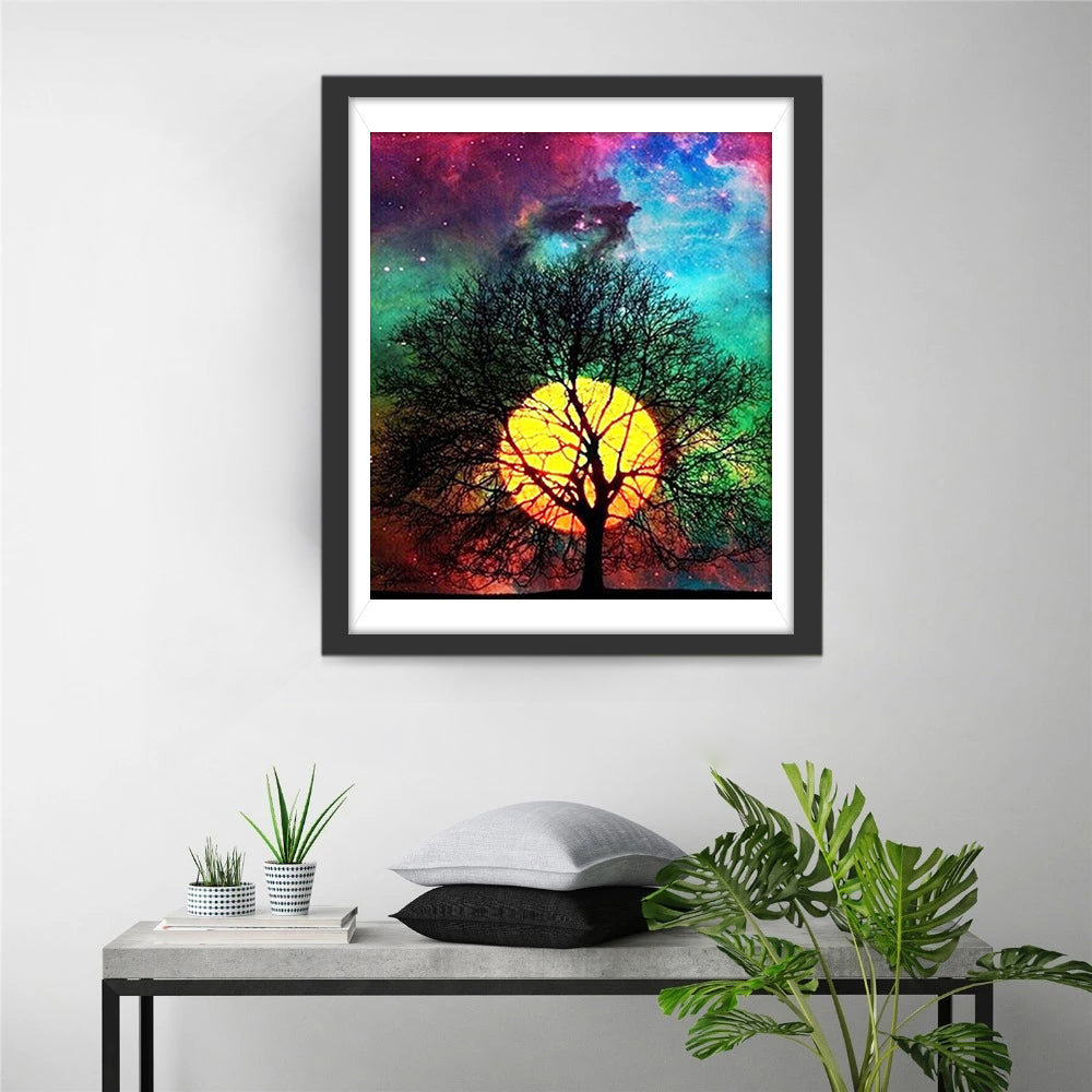 Tree and Colorful Sky Diamond Painting