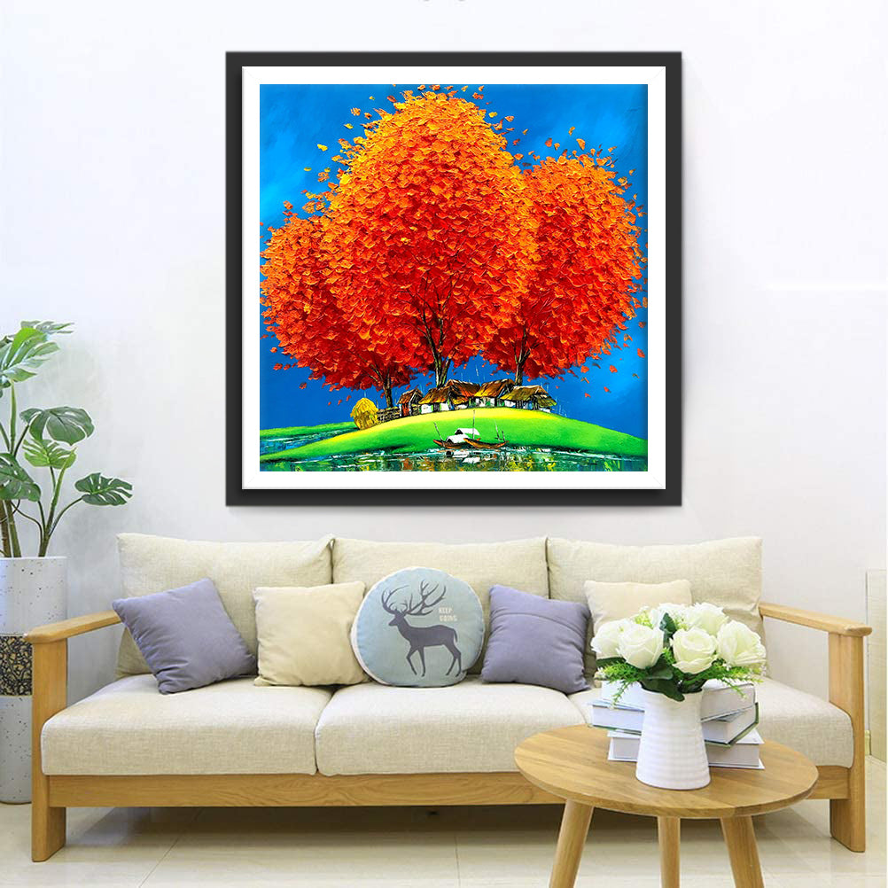 Large Red Trees Diamond Painting