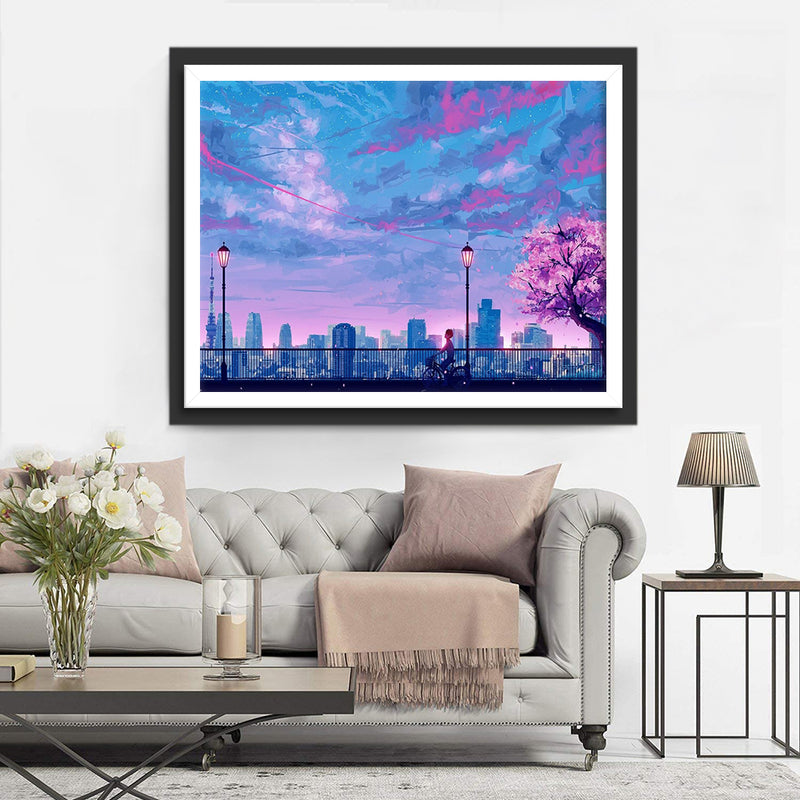 Tree and the Beautiful City Diamond Painting