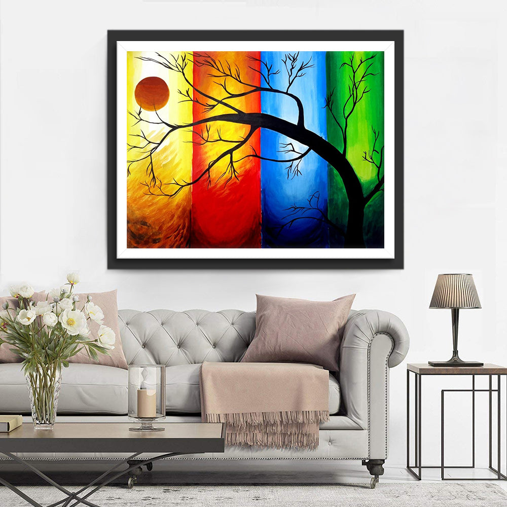 Four Colors Dead Tree Diamond Painting