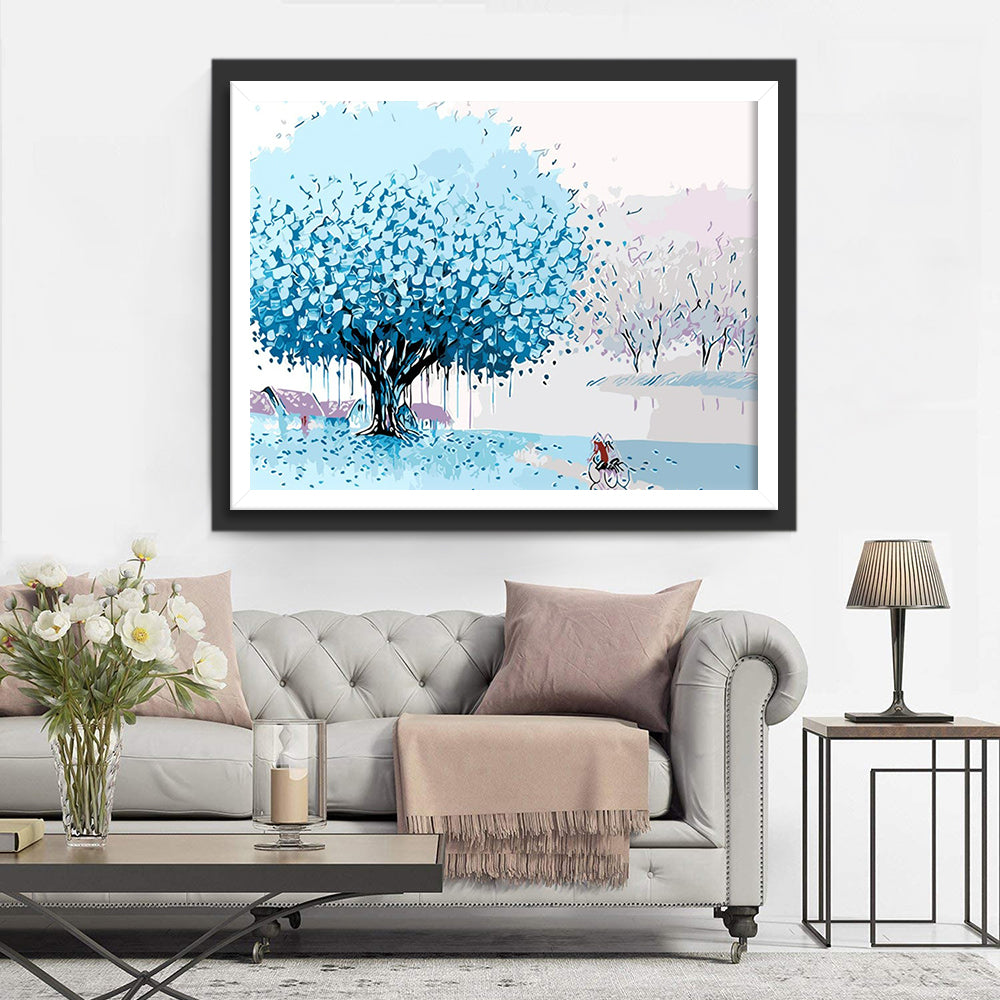 Blue Tree and A Couple Diamond Painting