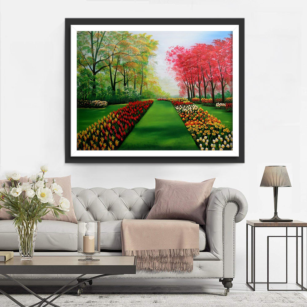 Colorful Trees and Flowers Diamond Painting