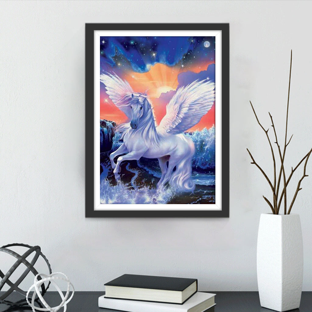 Elegant White Unicorn Diamond Painting
